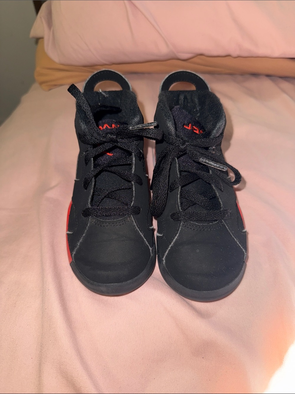 Jordan Kids Black and Red High-Top Sneakers 10c